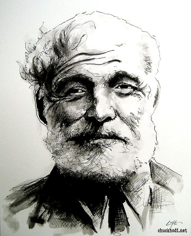 650x805 Books - Ernest Hemingway Drawing