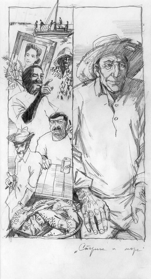 490x900 Ernest Hemingway Drawing - Ernest Hemingway Drawing