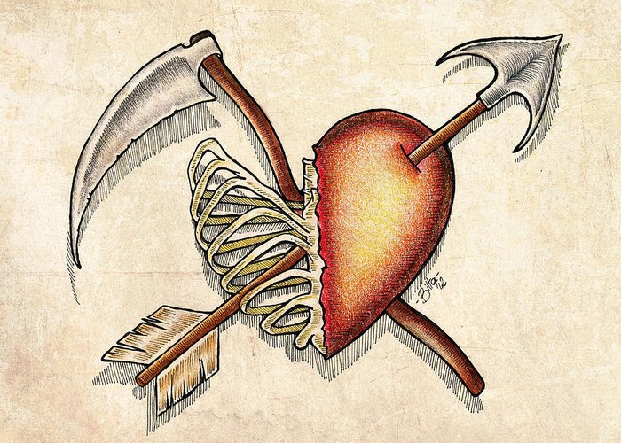 700x500 Eros E Thanatos Greeting Card For Sale - Eros Drawing