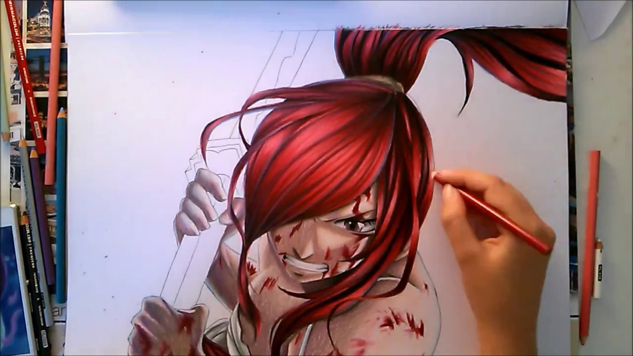 1280x720 Drawing Erza Scarlet - Erza Drawing