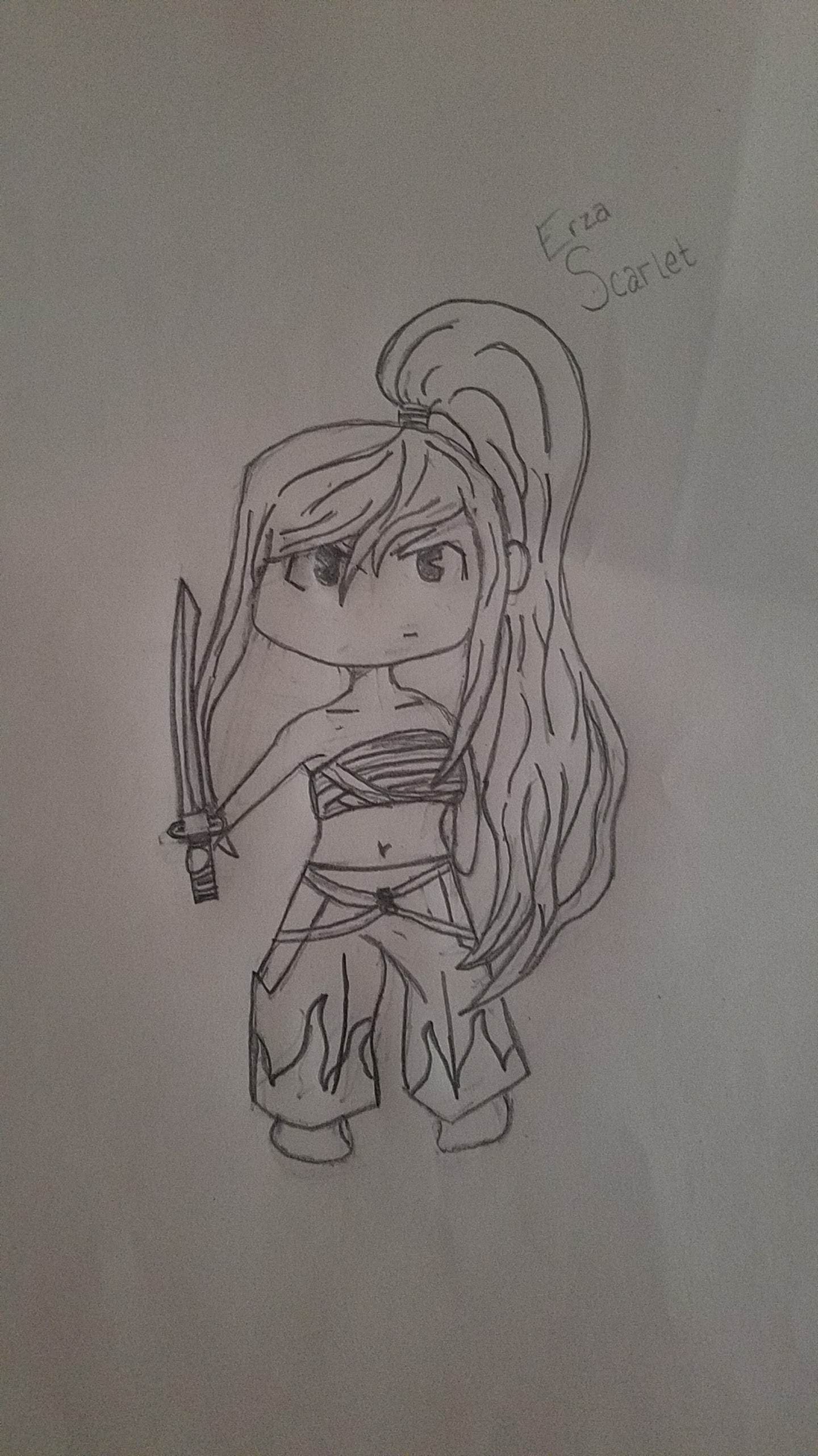 1440x2560 Erza Scarlet Chibi Drawing - Erza Scarlet Drawing