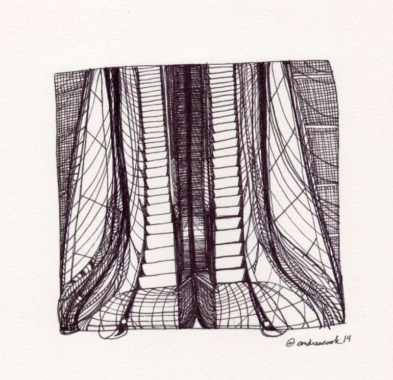 770x745 time travel - Escalator Drawing