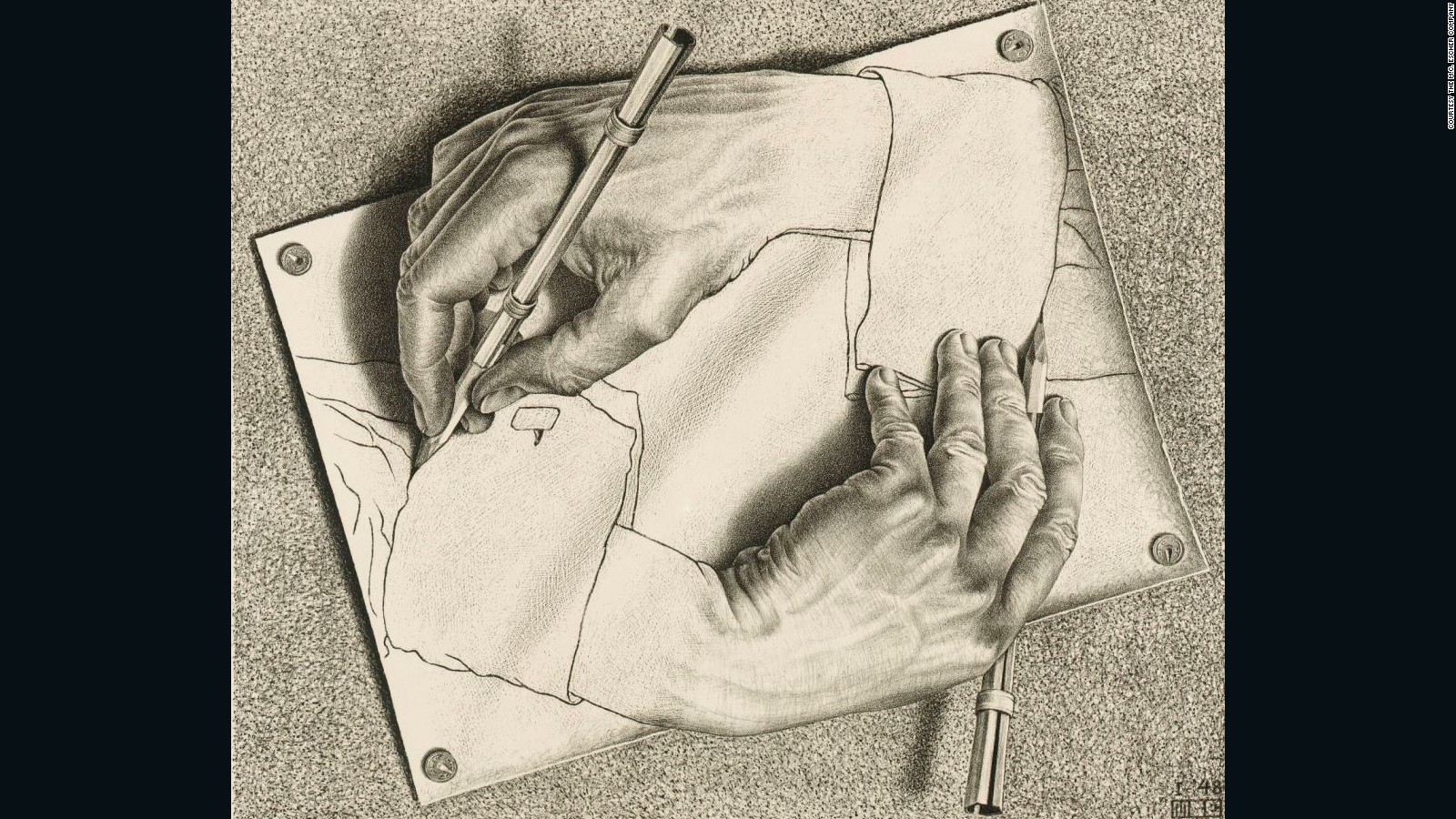 1600x900 inside the mind of m c escher, a math genius who invented - Escher Hands Drawing Each Other