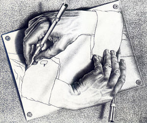 300x251 M C Escher Hands Drawing Print Canvas Giclee Poster Art - Escher Hands Drawing Each Other