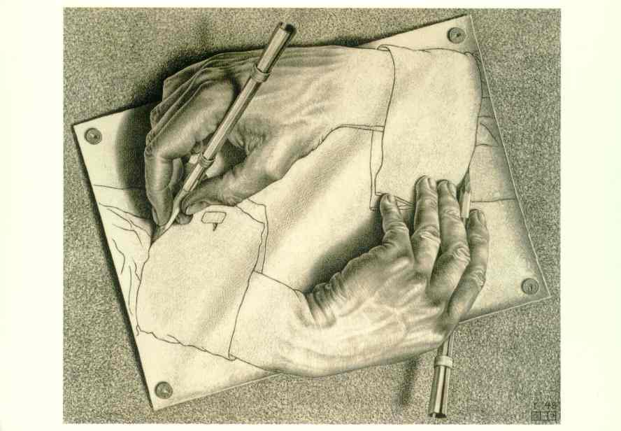 888x616 M C Escher's Drawing Hands - Escher Hands Drawing Each Other