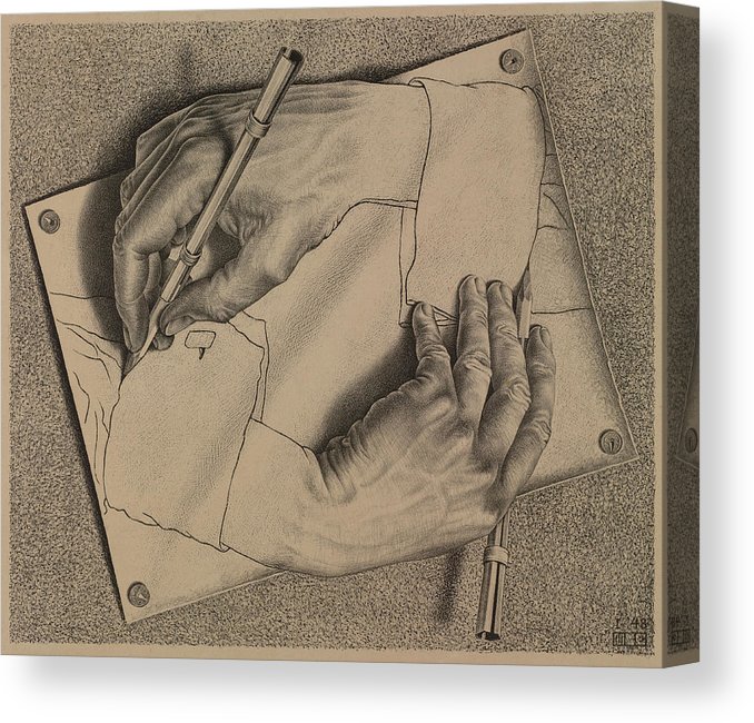678x650 Drawing Hands Canvas Print Canvas Art - Escher Hands Drawing Each Other