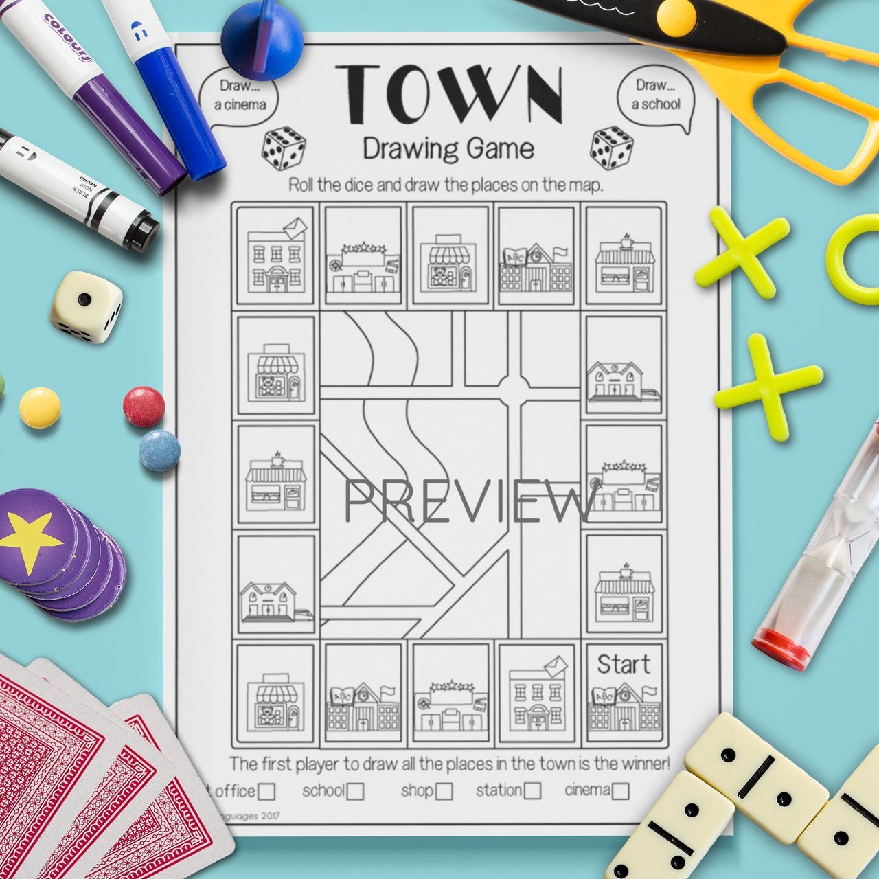 1280x1280 town 'drawing game' gru languages - Esl Drawing