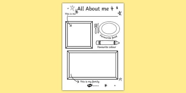 630x315 all about me colouring and drawing worksheet - Esl Drawing
