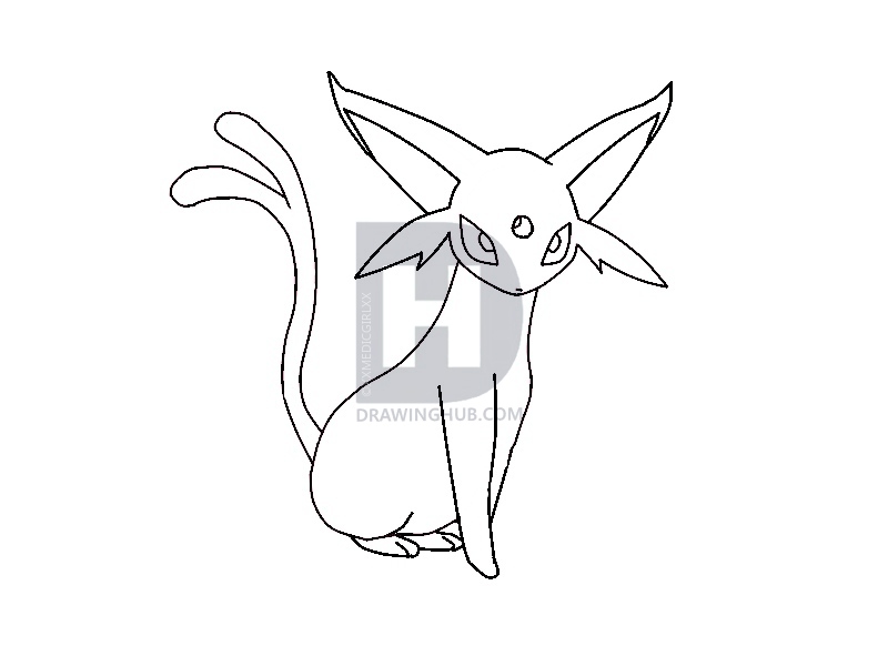 800x600 How To Draw Espeon, Step - Espeon Drawing