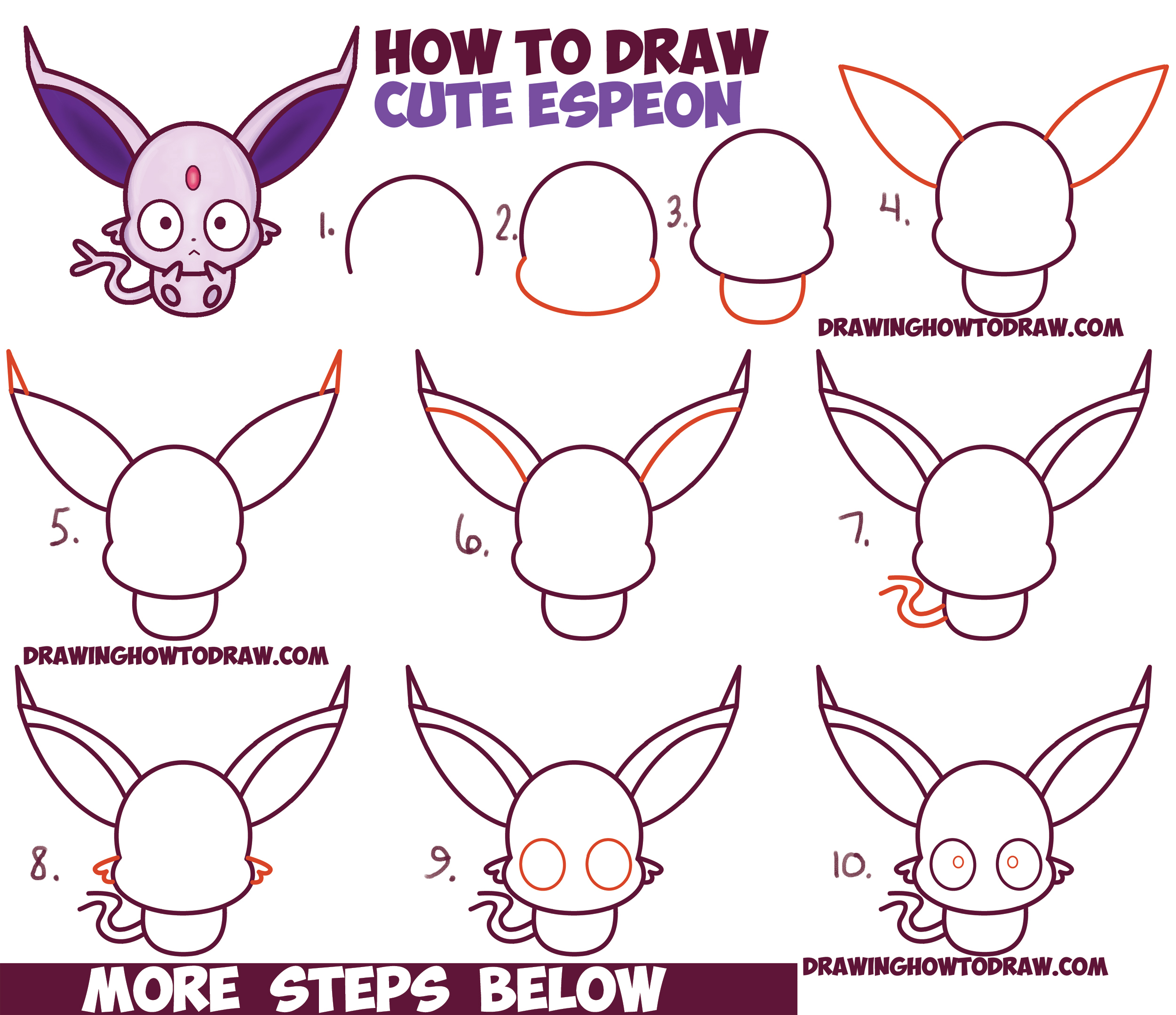 2500x2159 How To Draw Cute Kawaii Chibi Espeon From Pokemon Easy Step - Espeon Drawing