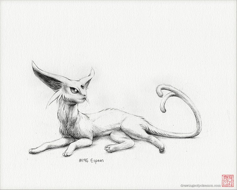 794x635 Espeon X Print Pokemon Drawing Art Artwork Etsy - Espeon Drawing