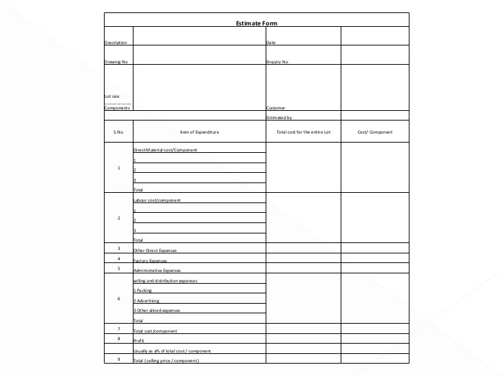 728x546 Estimation And Costing - Estimate Drawing