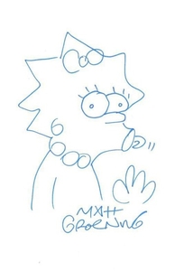 214x300 Matt Groening S Drawing Of Maggie Simpson Estimate - Estimate Drawing