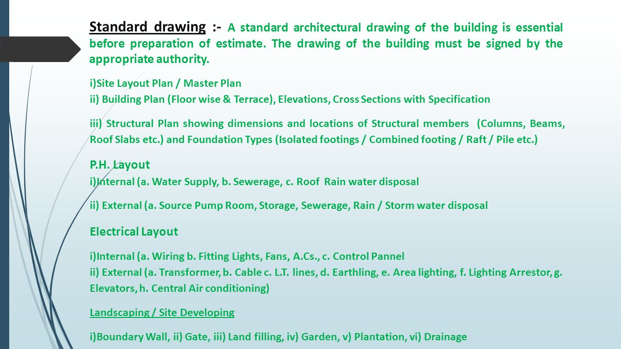 1280x720 presentation on preparation of estimate of building - Estimate Drawing