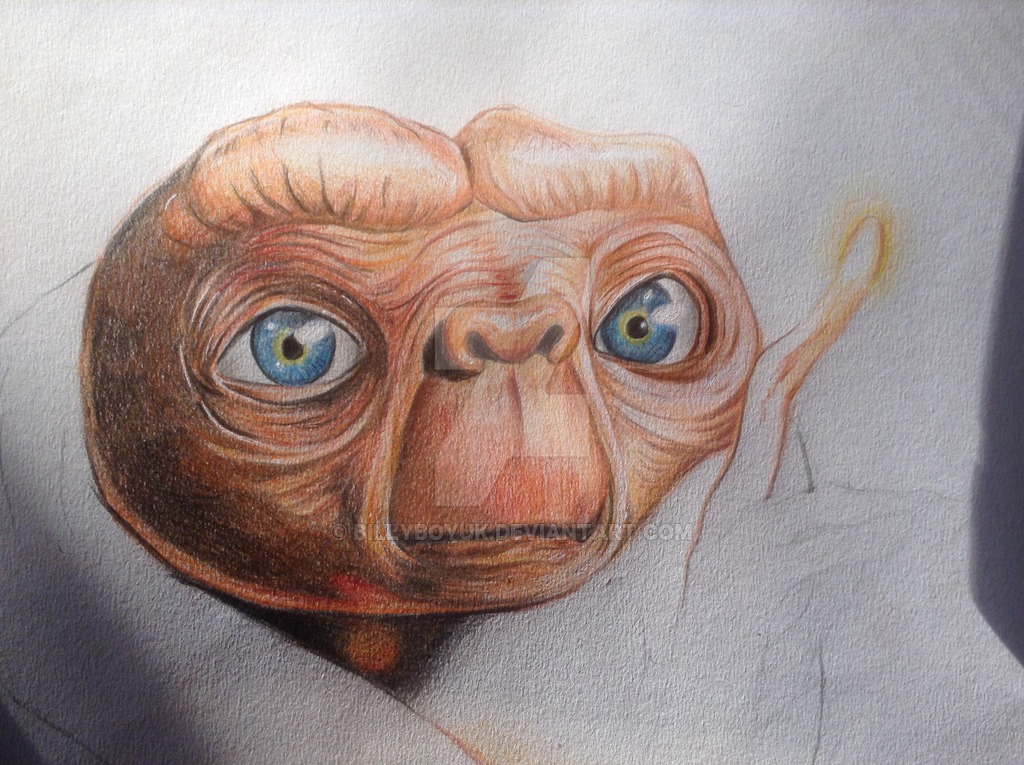 1024x765 E T Colour Pencil Drawing In Progress - Et Drawing