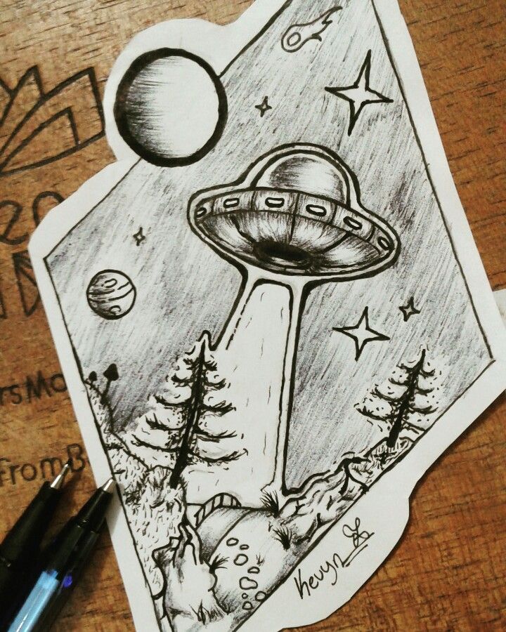 720x900 ufo drawing tattoo - Et Drawing