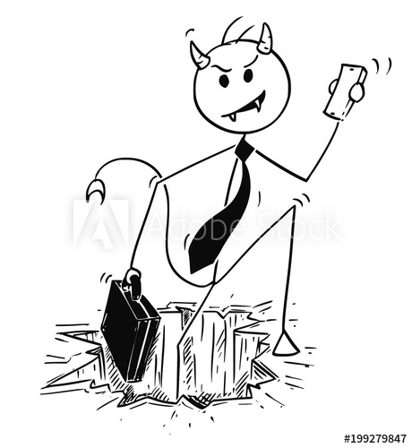 460x500 cartoon stick man drawing conceptual illustration of demonic - Ethical Drawinging