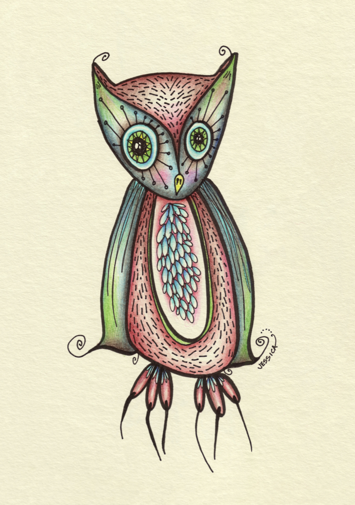 718x1020 Ingrid The Owl The Process Of Drawing Her And She's A Newly - Etsy Drawings