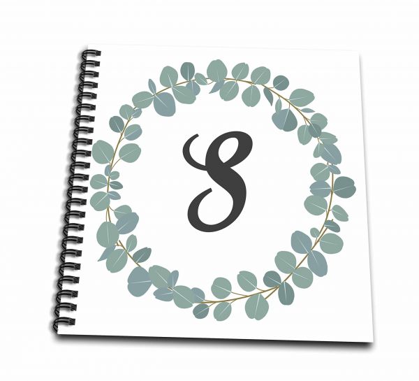 600x545 Db Letter S Monogram Eucalyptus Leaves Wreath - Eucalyptus Leaves Drawing