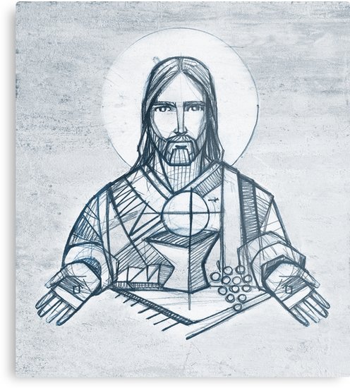 496x550 jesus christ and eucharist drawing metal prints - Eucharist Drawing