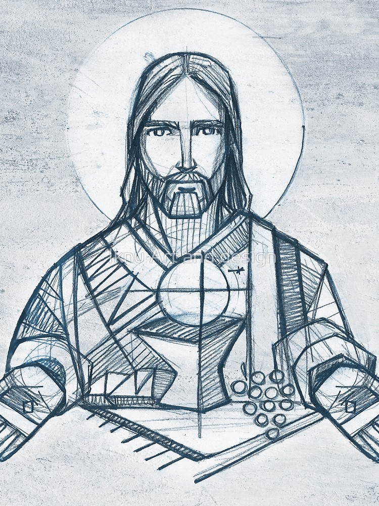 750x1000 jesus christ and eucharist drawing scarf - Eucharist Drawing