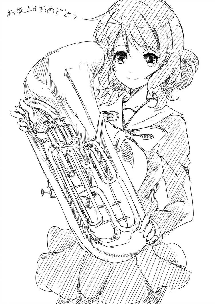 752x1063 Euphonium Drawing - Euphonium Drawing