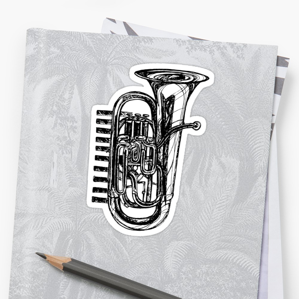 1000x1000 Euphonium Stickers - Euphonium Drawing