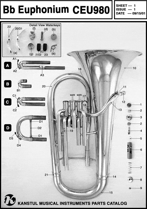 504x717 Parts Euphonium Kanstul Musical Instruments - Euphonium Drawing