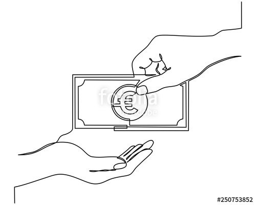 500x400 continuous line drawing of giving - Euro Drawing