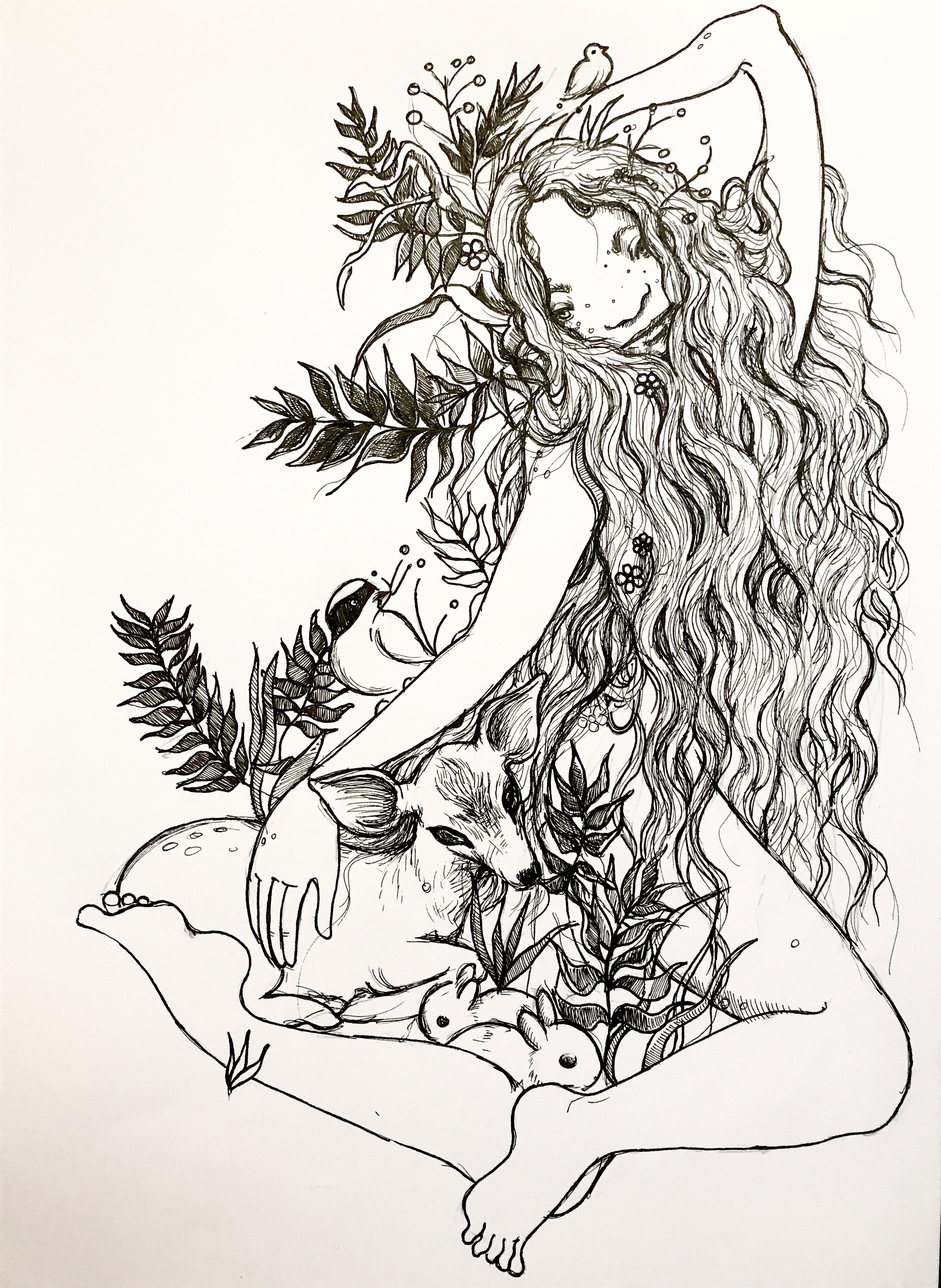 2902x3972 eve, ink drawing, idap - Eve Drawing