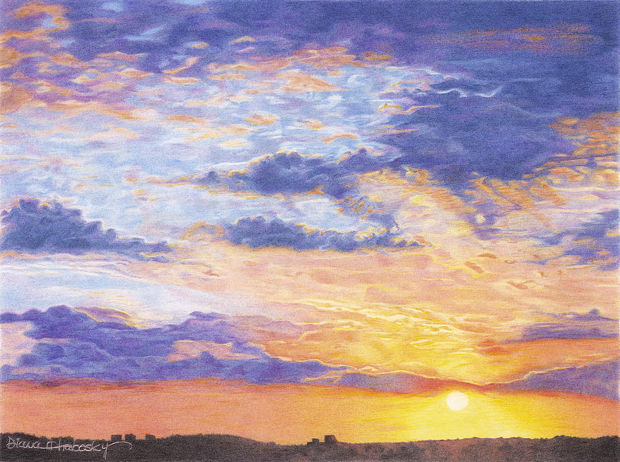900x671 Evening Sky Drawing - Evening Drawing