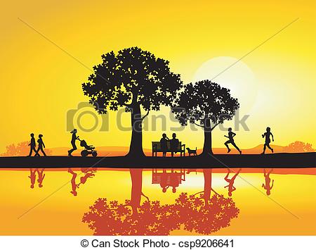 450x355 Park In The Evening - Evening Drawing