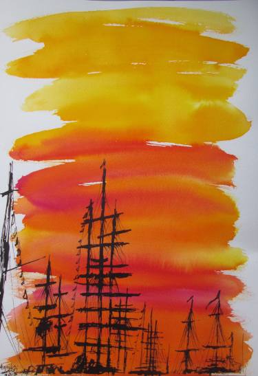 375x547 Ships Iii - Evening Drawing