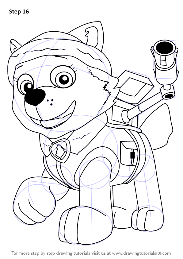 597x844 Learn How To Draw Everest From Paw Patrol - Everest Drawing