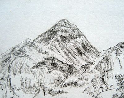 400x316 Sketch Of Mount Everest Mountains, Hills Mountain Sketch - Everest Drawing
