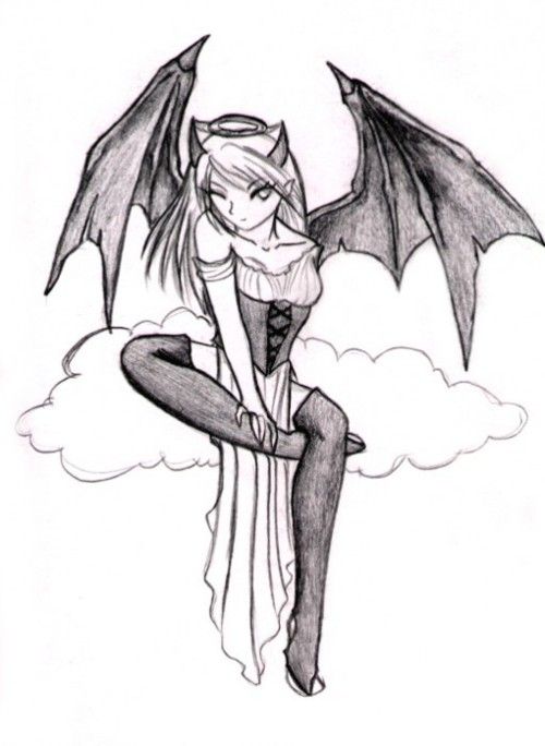 500x684 Evil Angel Girl Tattoo - Evil Angel Drawing