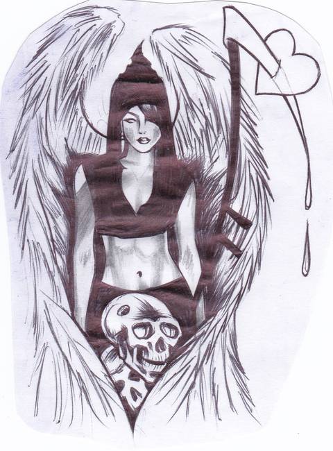 480x650 Evil Girl - Evil Angel Drawing