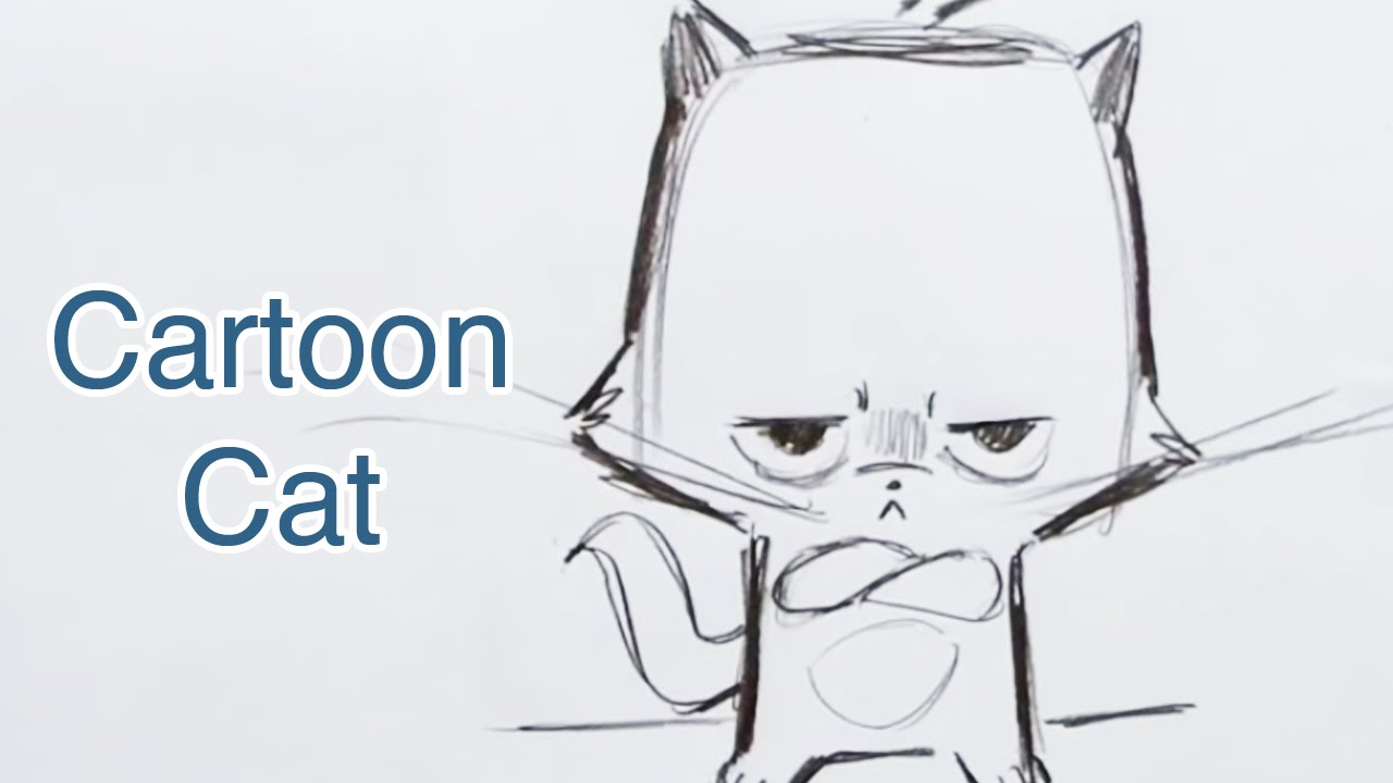 1280x720 How To Draw A Cartoon Cat - Evil Cat Drawing