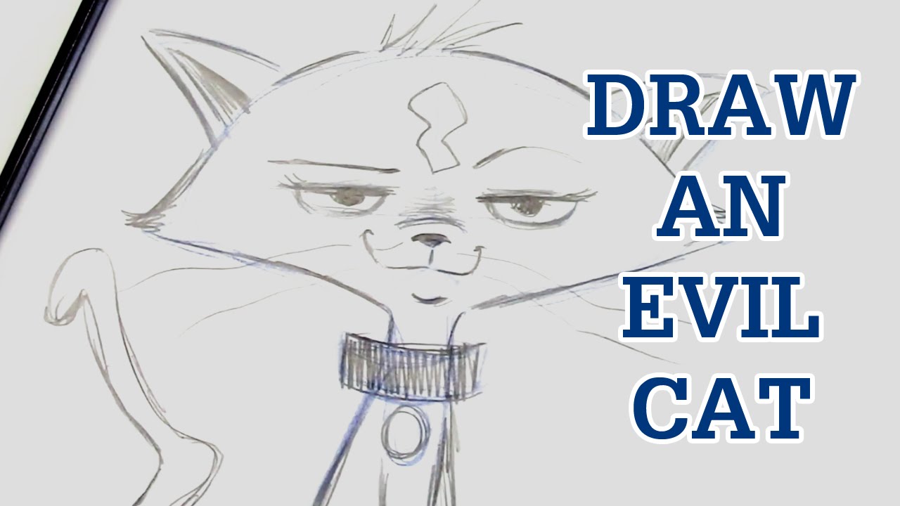 1280x720 Learn To Draw A Cat Cartoon - Evil Cat Drawing