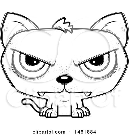 450x470 Clipart Of A Cartoon Lineart Mad Evil Cat - Evil Cat Drawing
