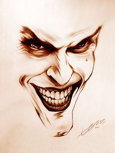 375x500 Joker Face - Evil Clown Face Drawings