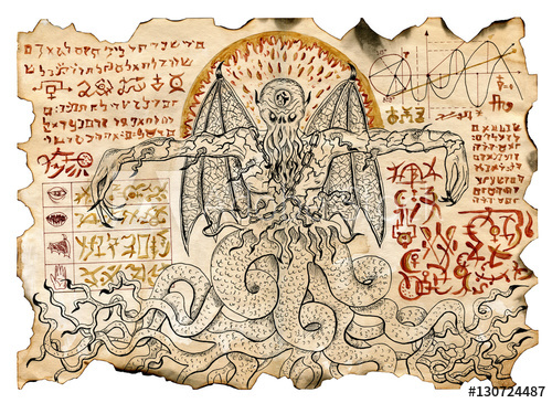 500x365 old parchment with mystic drawings with evil demon and black magic - Evil Demon Drawings