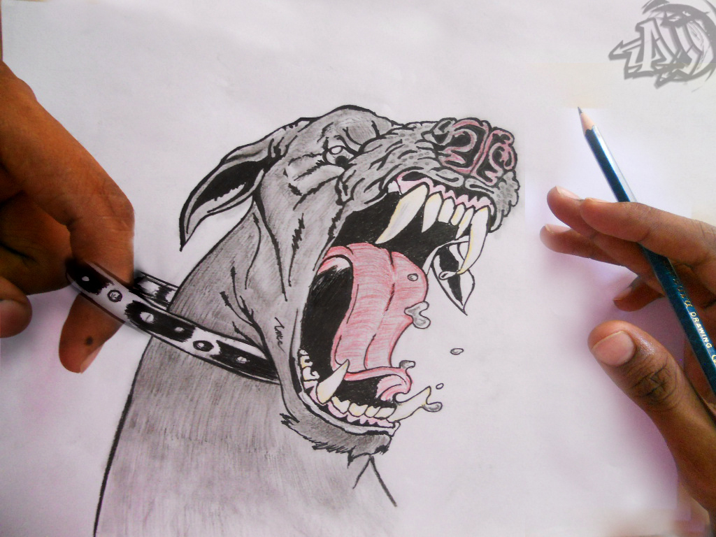 1024x768 Evil Dog - Evil Dog Drawing