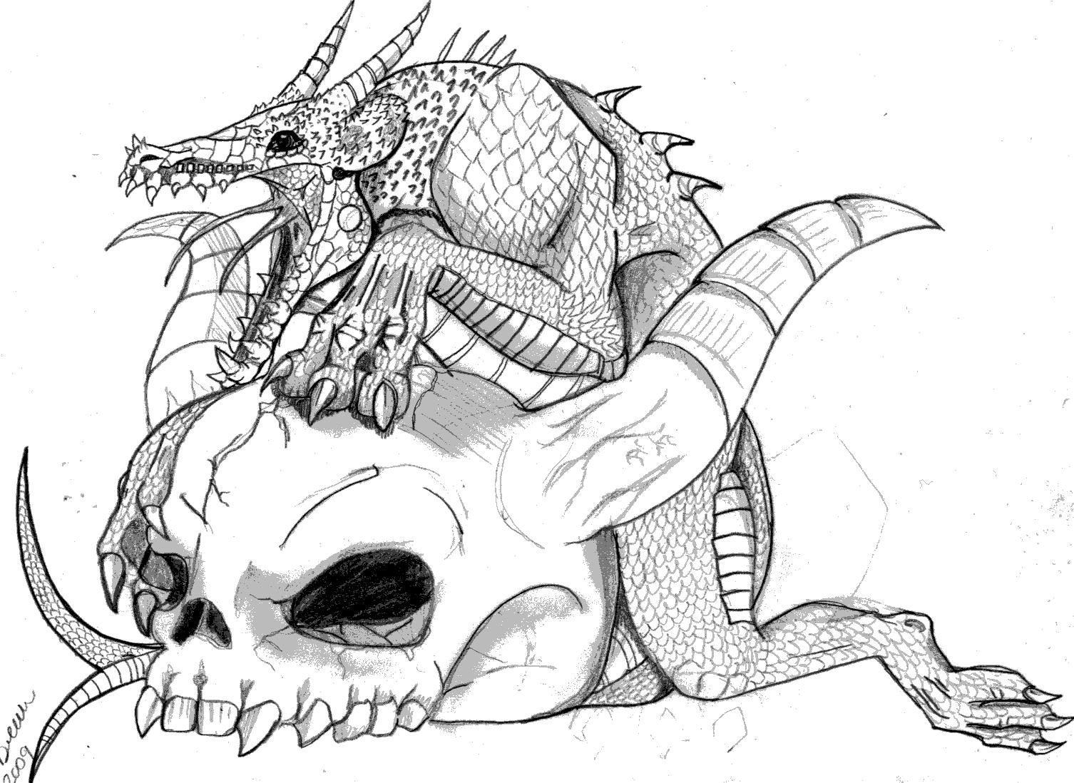 1506x1098 Evil Dragon Coloring Pages - Evil Dragon Drawing
