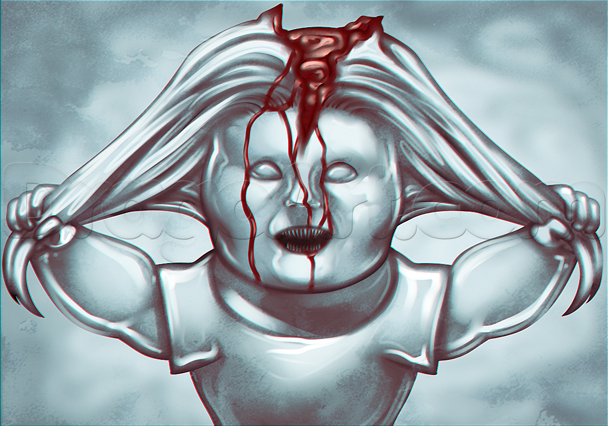 1205x845 Evil Doll Drawing, Step - Evil Dragon Drawing