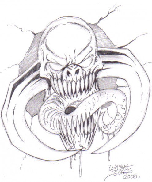 496x594 Fantasy Art Drawing How To Draw A Demon Face Hubpages - Evil Face Drawing