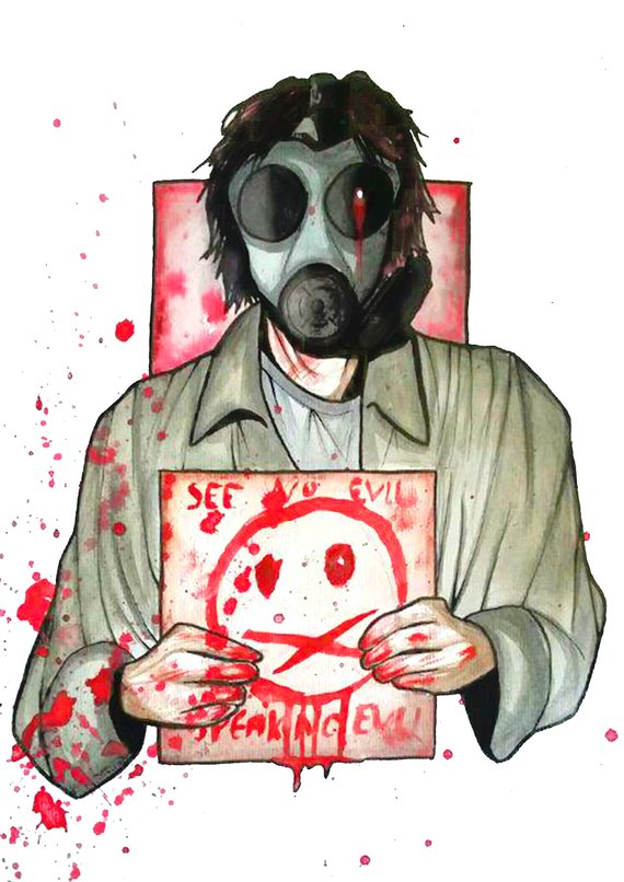 570x806 See No Evil Etsy - Evil Gas Mask Drawing