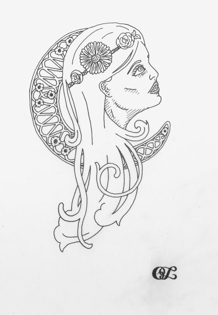 744x1074 Evil Girl Tattoo Design - Evil Girl Drawing