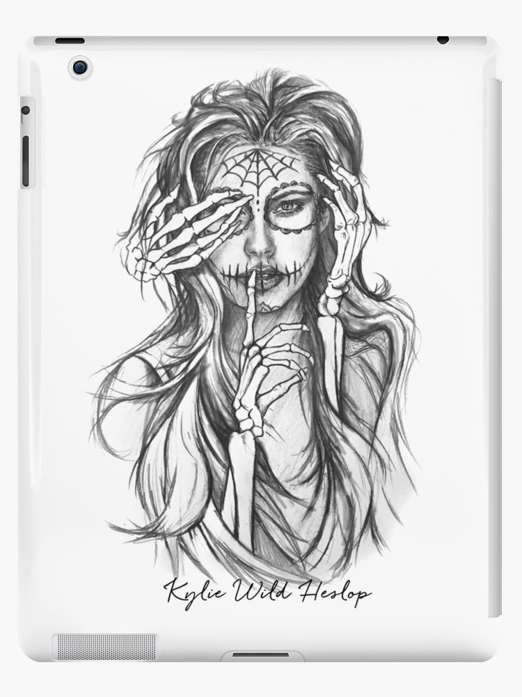 750x1000 hear, see, speak no evil girl and skeleton ipad cases skins - Evil Girl Drawing