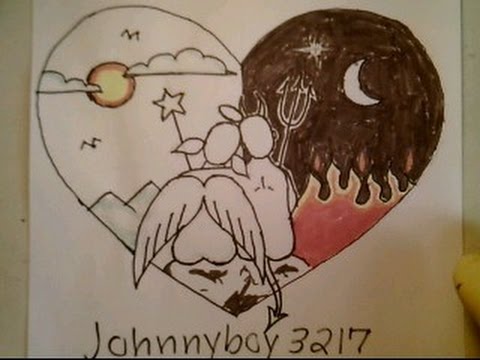 480x360 How To Draw A Valentine Heart Forbidding Love Young Boy Girl - Evil Girl Drawing